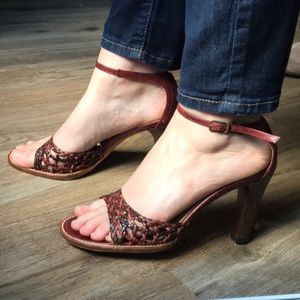 Vintage J. Crew, Woven Leather Heeled Sandals